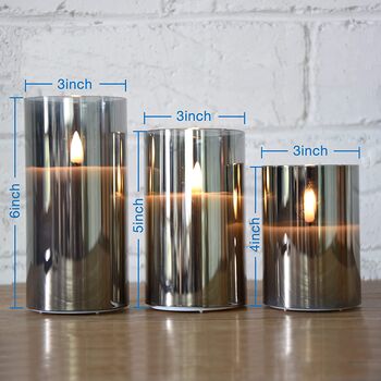 Three Pack Silver Grey Realistic LED Fake Candles, 4 of 6