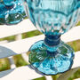 Linares Embossed Blue Wine Glass, thumbnail 3 of 3