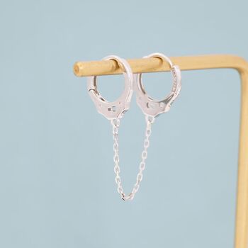 Handcuff Hoop Earrings With A Linking Chain, 6 of 9