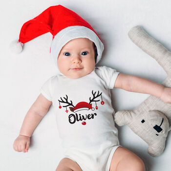 Rudolph Antlers Matching Family White Christmas T Shirts, 4 of 5