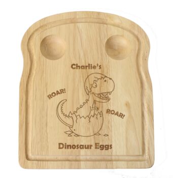 Personalised Dinosaur Egg And Toast Board, 2 of 3