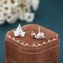 Sterling Silver Mismatched Snail And Ivy Leaf Stud Earrings, thumbnail 4 of 10