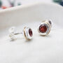 Simple Molten Sterling Silver Ruby Stud Earrings, thumbnail 2 of 7