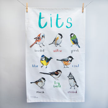 'Tits' Illustrated Bird Tea Towel, 3 of 3