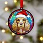 Cocker Spaniel Golden In Santa Hat Suncatcher Decoration, thumbnail 1 of 6
