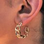 Gold Plated Figaro Chain Hoop Earring, thumbnail 4 of 5
