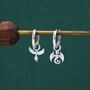 Mismatched Phoenix And Dragon Charm Huggie Hoop Earrings In Sterling Silver, thumbnail 1 of 12