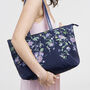 Navy Passion Flower Grab Tote, thumbnail 3 of 9