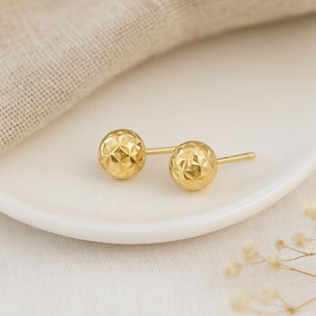 9ct Yellow Gold Diamond Cut Micro Ball Stud Earrings – 4mm, 5 of 8