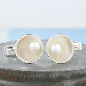 Pearl Cufflinks. 30th Anniversary Gift For Him, 5 of 12