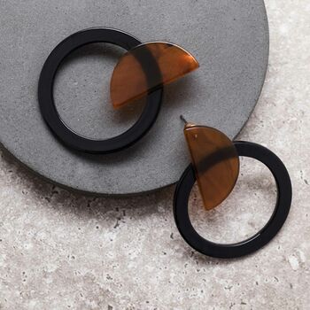 Geometric Circle Drop Acrylic Earrings, 3 of 4