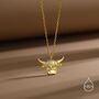 Oxidised Sterling Silver Highland Cow Pendant Necklace, thumbnail 3 of 12