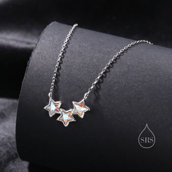 Aurora Cz Triple Star Pendant Necklace, 6 of 9