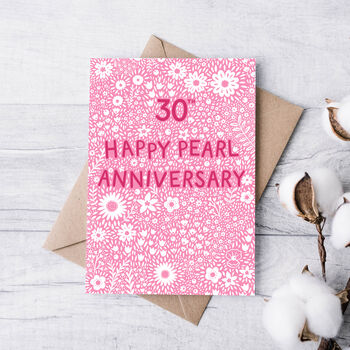Pearl Floral 30th Anniversary Card, 2 of 2