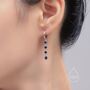 Sterling Silver Sapphire Blue Cz Dangle Chain Huggie Hoop Earrings, thumbnail 6 of 12