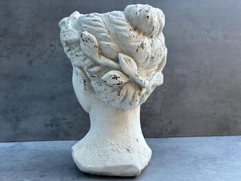 Roman Lady Head Plant Pot Handcrafted In/Outdoor Pot, 8 of 9