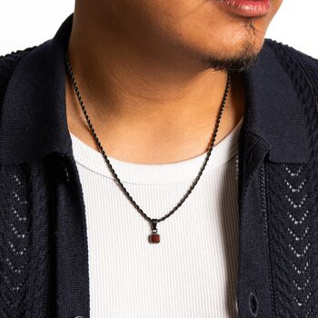 Gold Mini Red Tigers Eye Gemstone Pendant Necklace For Men, 6 of 9