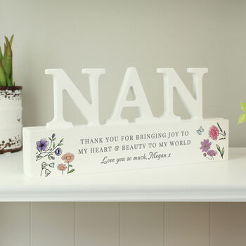 Personalised Wild Flowers Nan Wooden Ornament, 4 of 5