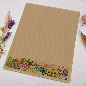 A4 Kraft Letter Writing Paper With Garden Flowers, 3 of 4