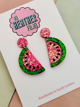 Watermelon Glittery Earrings /Sweet Best Friend Gift / Tropical Beach Accessory / Summer Vacation Jewellery, 4 of 5