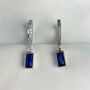Sterling Silver Blue Crystal Drop Hoop Earrings, thumbnail 1 of 4