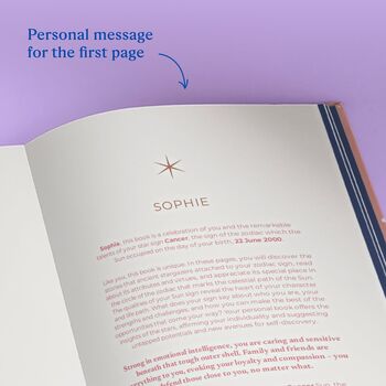 Cancer Star Sign Gift Personalised Astrology Book, 3 of 7