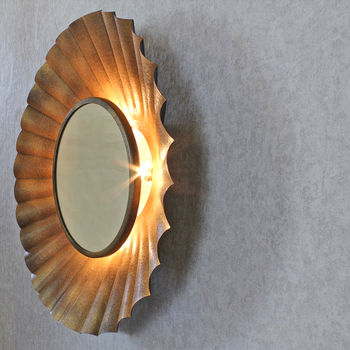 Zeus Antique Copper Sunburst Rays Light Wall Mirror, 2 of 4