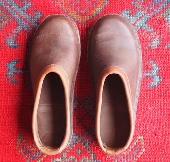Handmade Leather Gardenning Clogs, 5 of 8