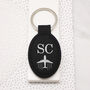 Plane And Initials Faux Leather Keyring, thumbnail 1 of 2