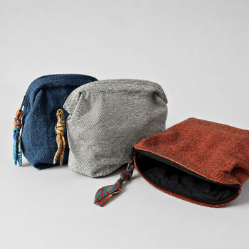 Fair Trade Cotton Lined Washbag Recycled Sari Zip Tie, 2 of 8