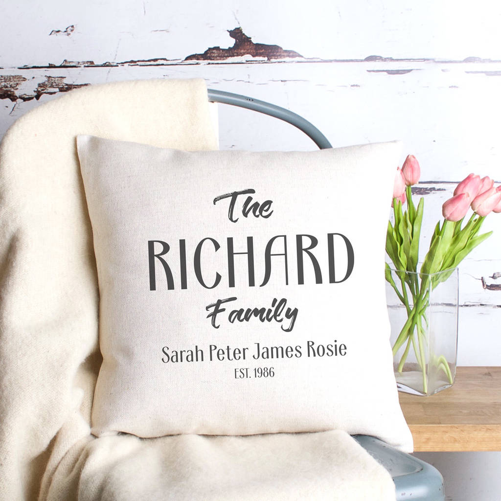 Personalised Family Cushion By Vintage Designs Reborn