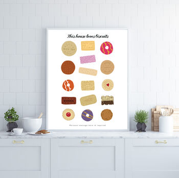 Personalised 'This House Loves Biscuits' Print, 2 of 5