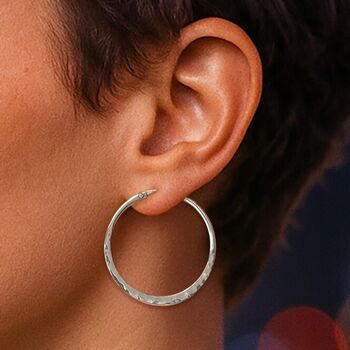 Battered Silver Small Hoop Earrings, 2 of 9