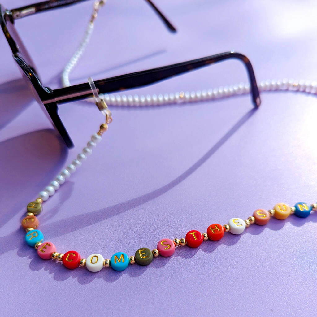 Personalised Pearl Beaded Sunglasses Chain By Lucent Studios