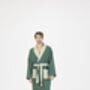 Dark Green Two Tone Unisex Waffle Bathrobe, thumbnail 4 of 6