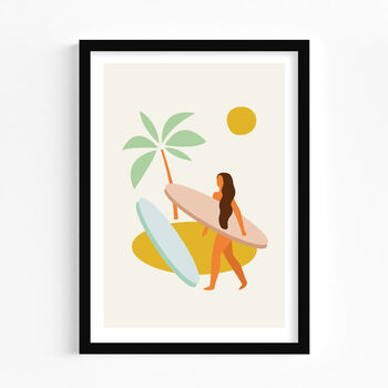 Tropical Island Surfer Art Print, 5 of 6