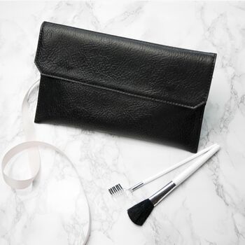 Personalised Black Leather Clutch Bag, 6 of 12