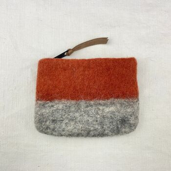 Fair Trade Handmade Felt Ombre Two Tone Zip Purse, 8 of 12