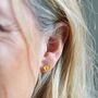 Enamel Butterfly Stud Earrings In Gold Plating, thumbnail 3 of 7
