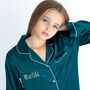 Personalised Girl's Green Satin Pyjama's, thumbnail 4 of 12