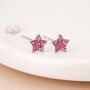Sterling Silver Pink Star Stud Earrings – 5mm, thumbnail 1 of 9