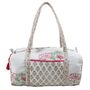 Block Printed Pink And Mint Floral Bird Quilted Duffle Bag, thumbnail 6 of 9
