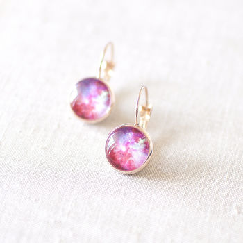 Pink And Magenta Galaxy Earrings, 4 of 7