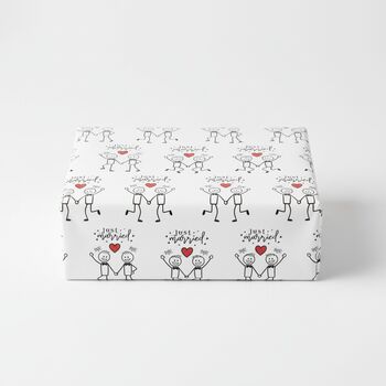 Just Married Wedding Wrapping Paper Set Of Two A3 Sheet, 2 of 12