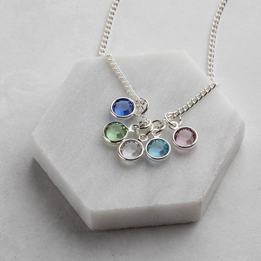Personalised Birthstone Cluster Necklace For Her By Twenty-Seven
