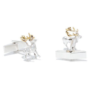 Stag Cufflinks In Sterling Silver And 18 Carat Gold, 3 of 3