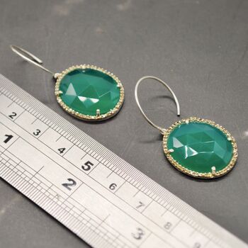 Green Onyx Silver Dangle Earrings: Oval Drop, 4 of 4