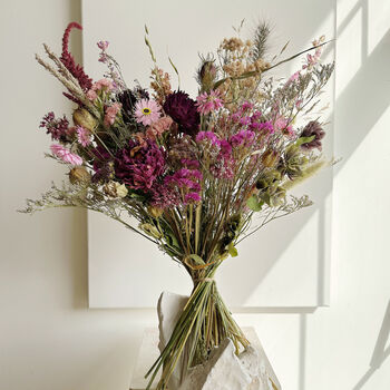 Luxury Dried Flower Bouquet In Berry, 2 of 4