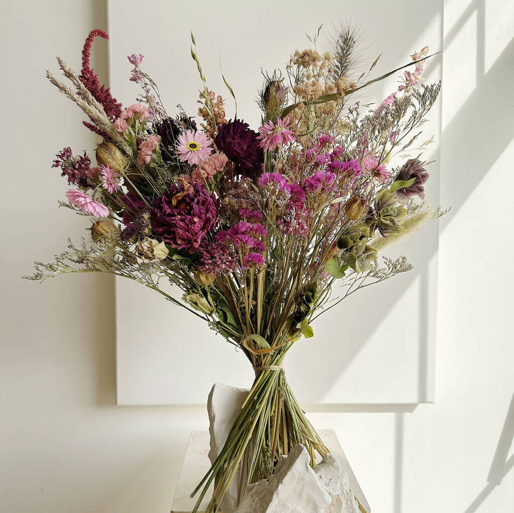 Luxury Dried Flower Bouquet In Berry, 1 of 4