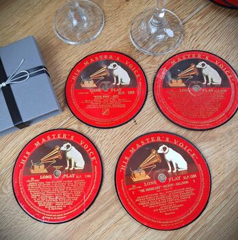 Classical Music Real Vinyl Record Coaster Set Of Four | Beethoven | Tchaikovsky | Verdi | Mozart,| Brahms | Handel | Bach, 8 of 12